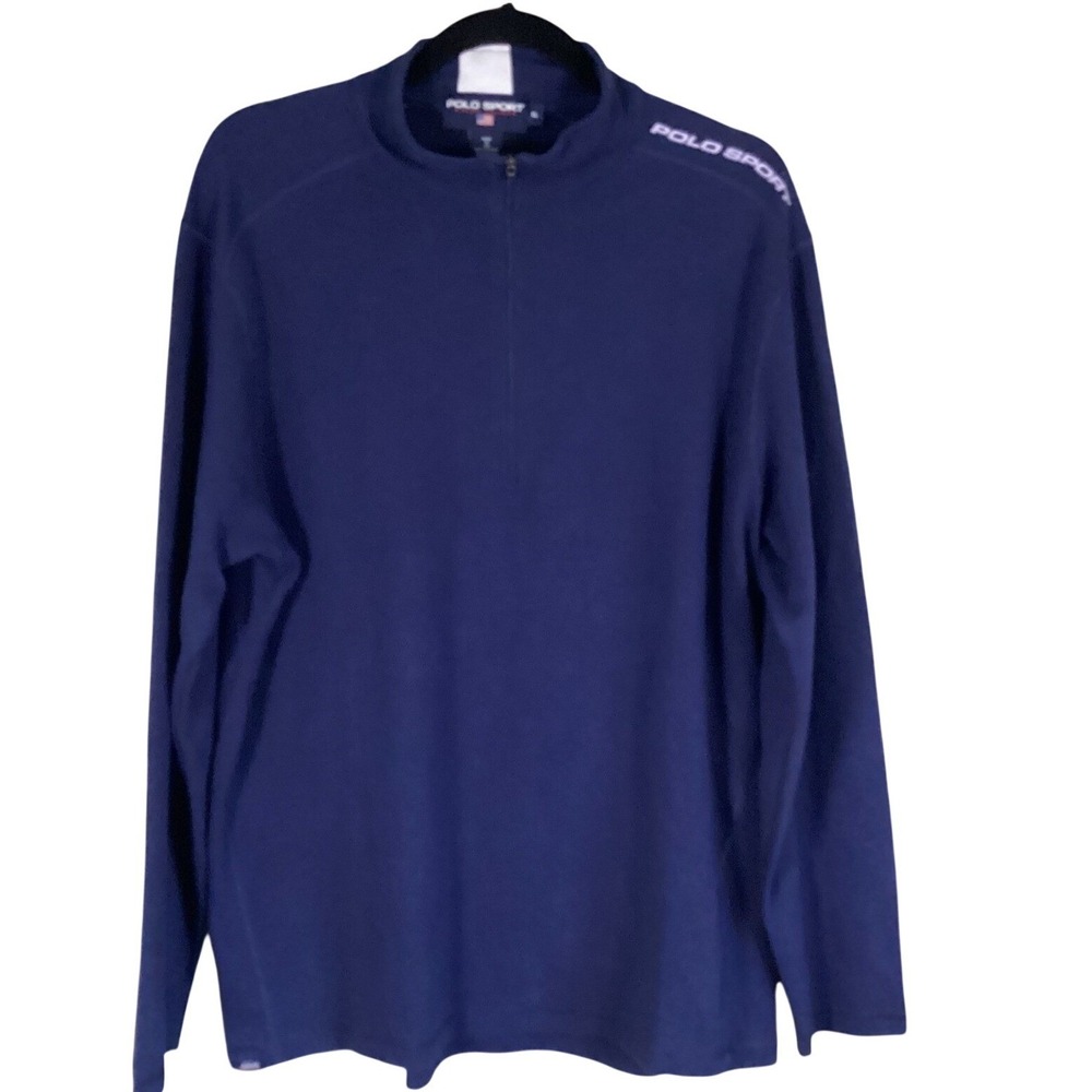 Polo Sport Ralph Lauren Quarter Zip Pullover Navy Blue Coolmax Mens XL USA Made